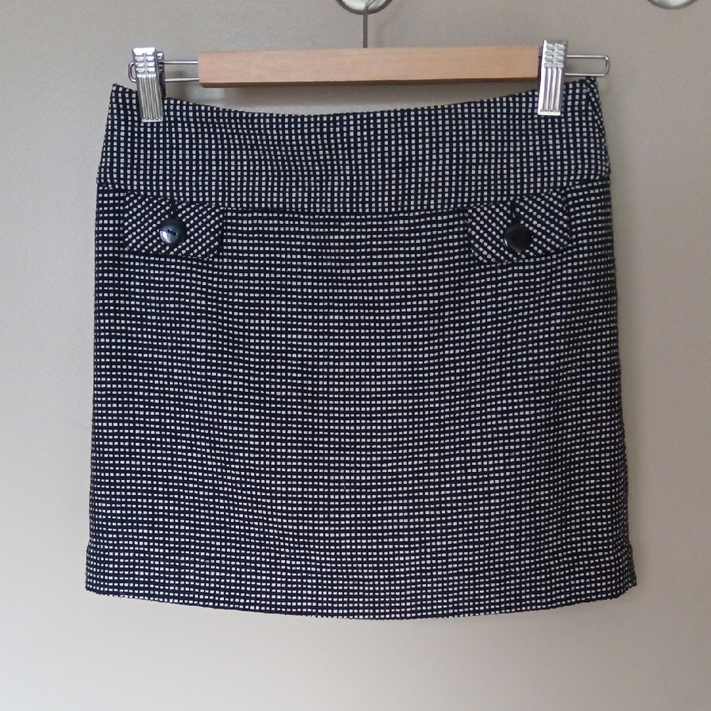 Waist14" Gap Mini Skirt In Gingham Black and White